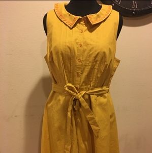 MODCLOTH Pleated Button Embroidered Dress, 2X